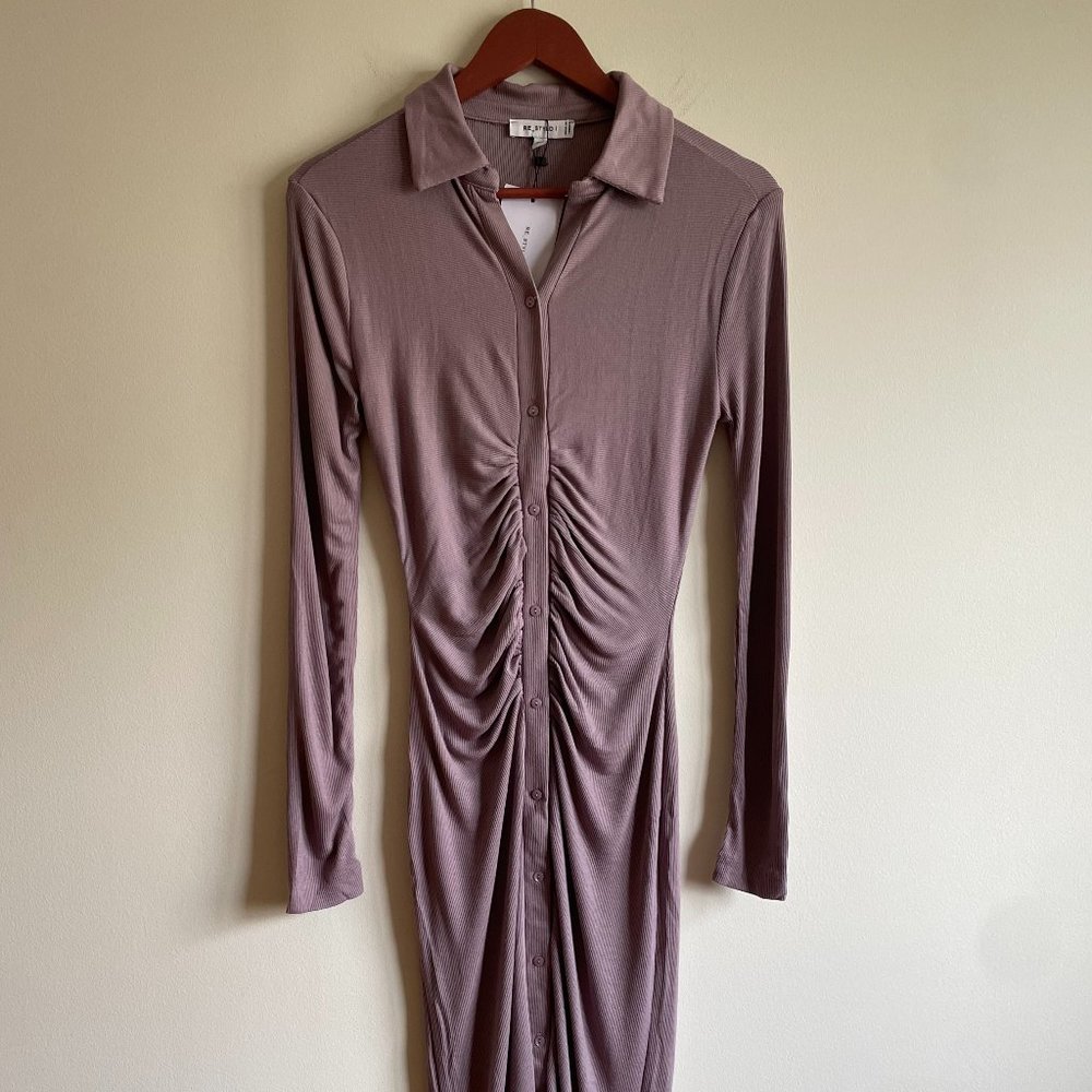Long-sleeve, fitted, midaxi dress